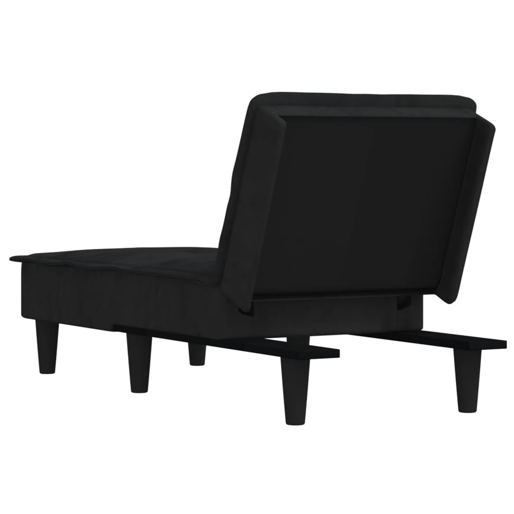 Chaise Longue Fluweel Zwart