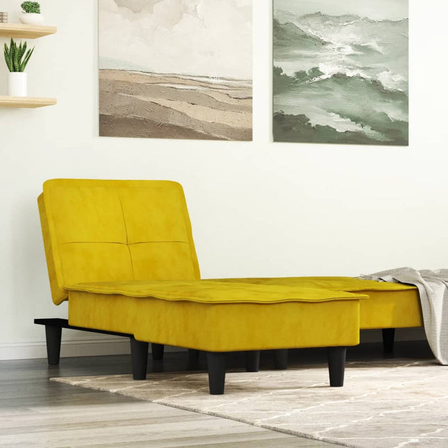 Chaise Longue Fluweel Geel