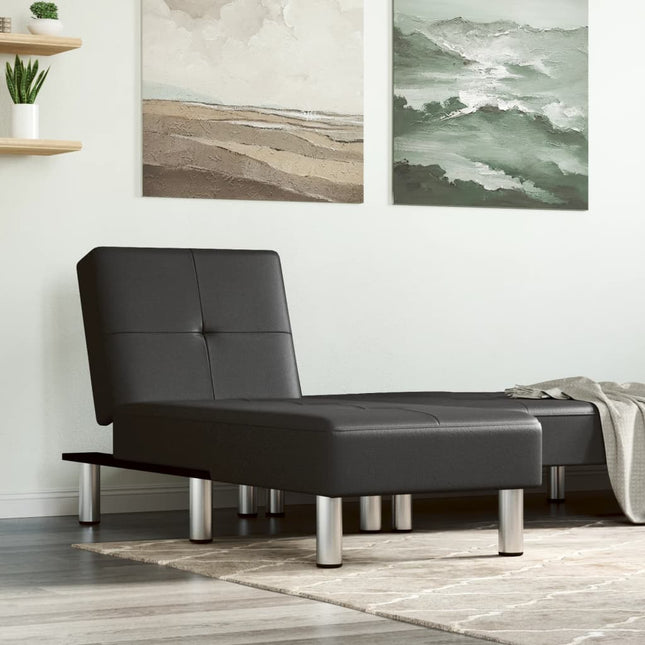 Chaise Longue Kunstleer Zwart