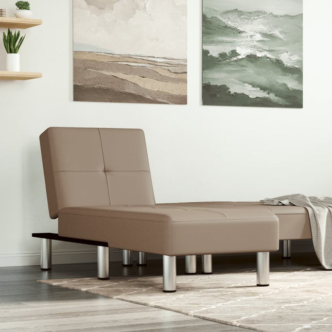 Chaise longue kunstleer capuccinokleurig capuccino