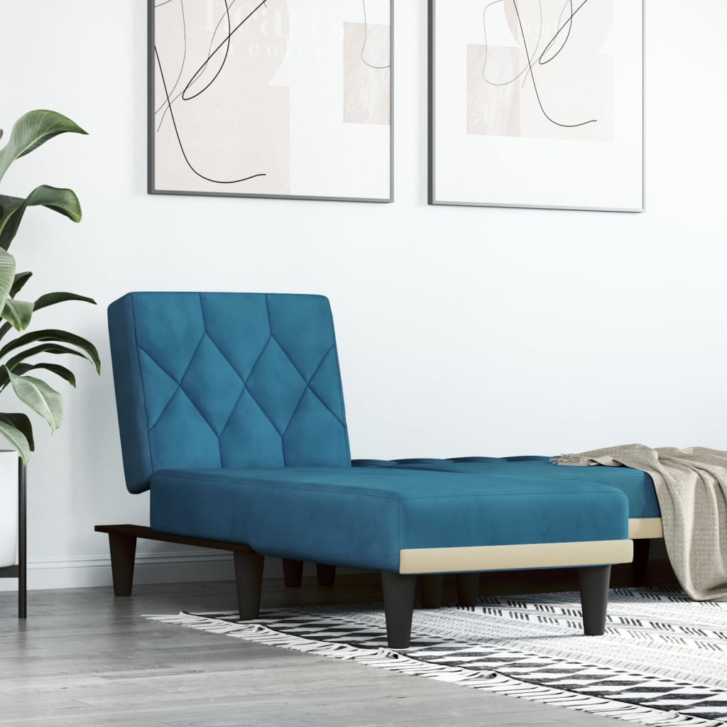 Chaise longue fluweel blauw Blauw
