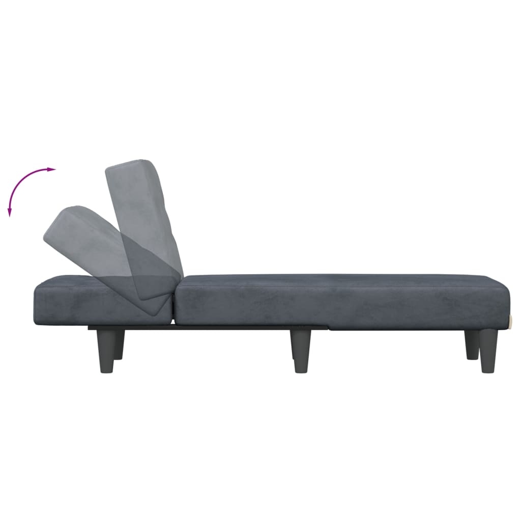 Chaise Longue Fluweel Donkergrijs