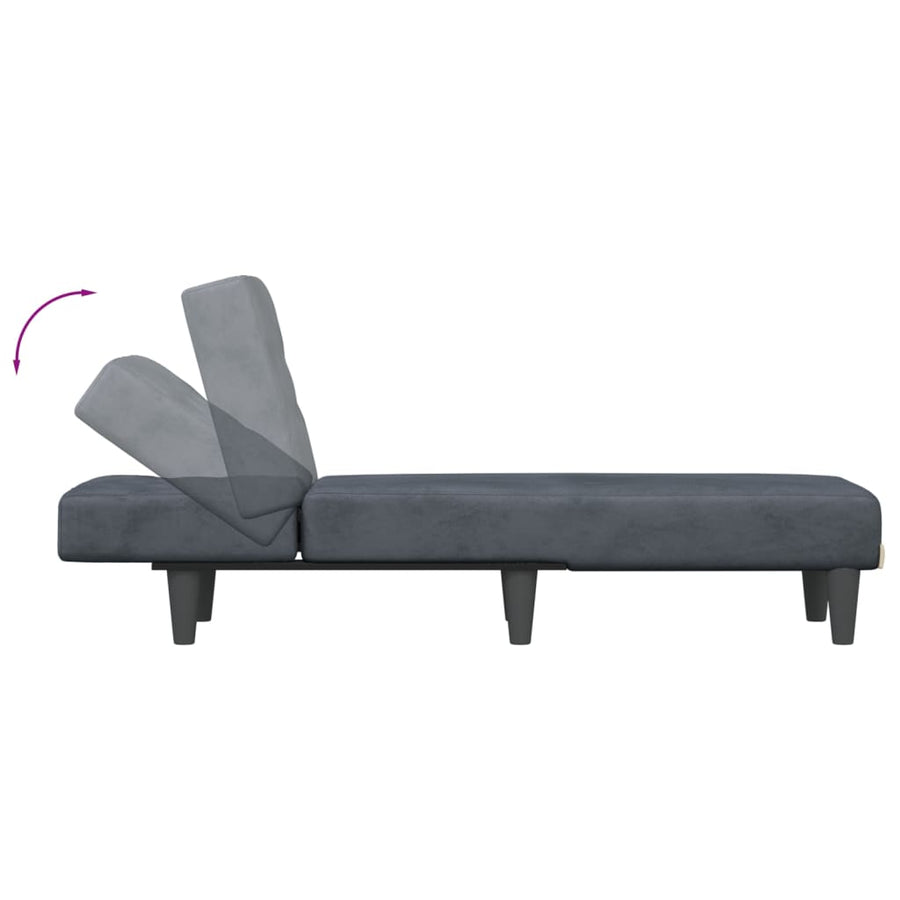 Chaise Longue Fluweel Donkergrijs