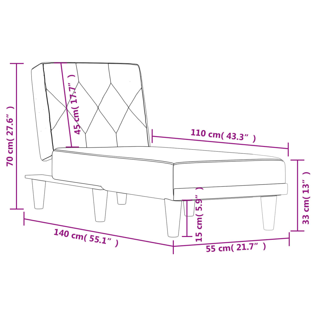 Chaise Longue Fluweel Donkergrijs