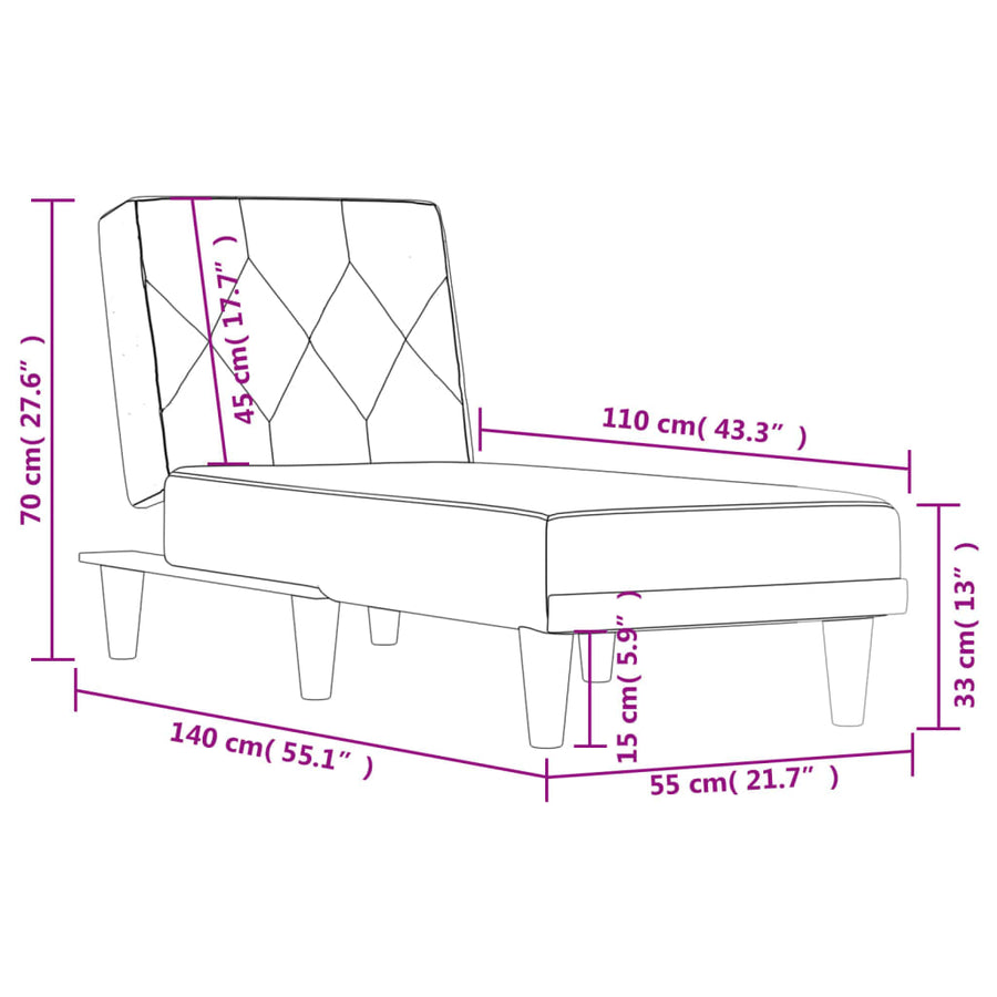 Chaise Longue Fluweel Donkergrijs