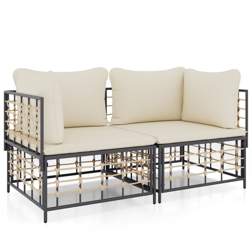 Hoekbanken Sectioneel Met Kussens 2 St Poly Rattan Beige Hoekbank (2 st)