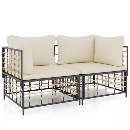 Hoekbanken Sectioneel Met Kussens 2 St Poly Rattan Beige Hoekbank (2 st)
