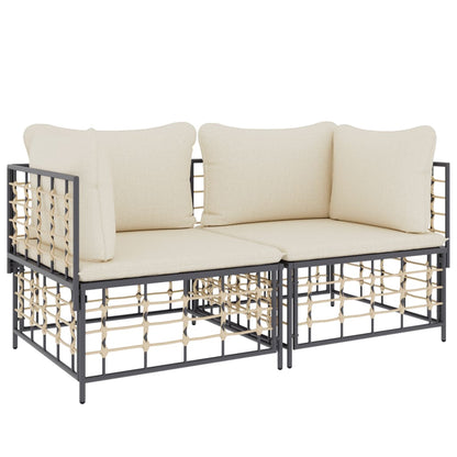 Hoekbanken Sectioneel Met Kussens 2 St Poly Rattan Beige Hoekbank (2 st)