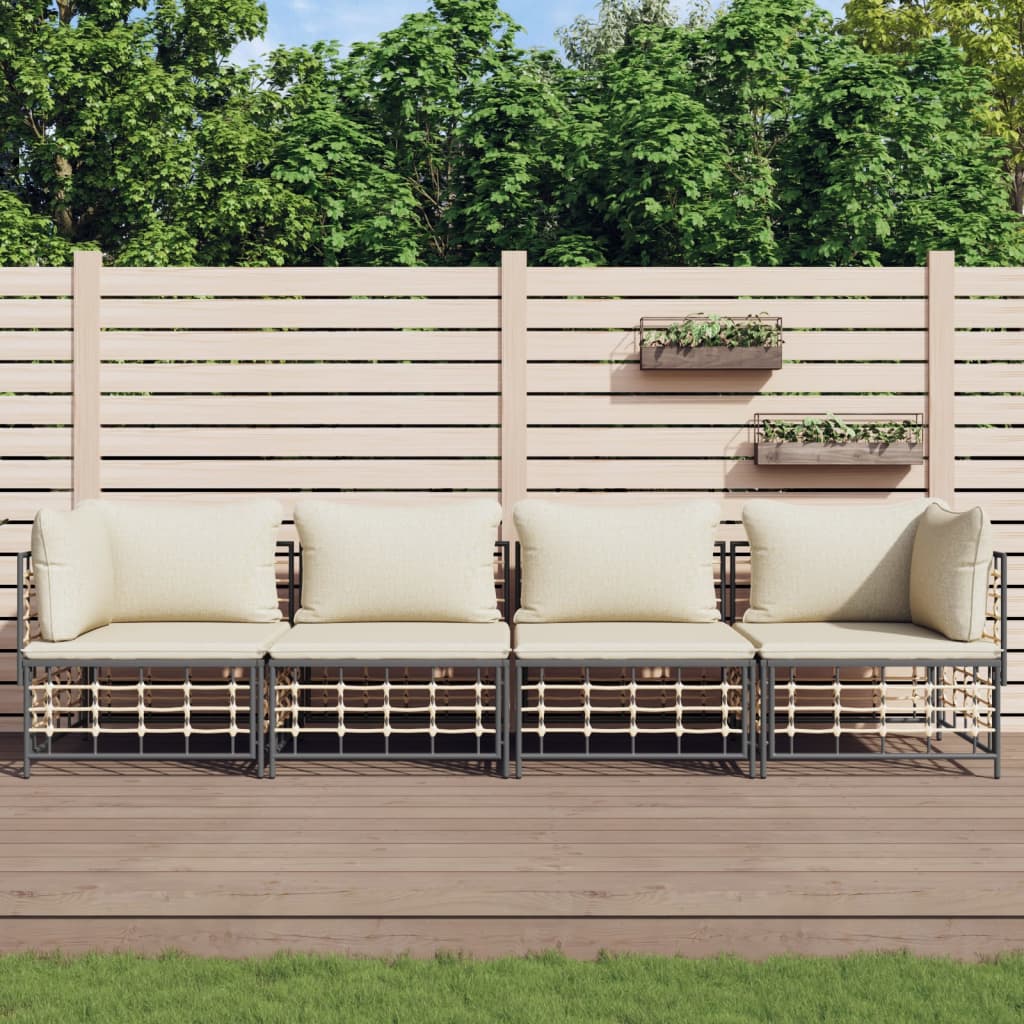 4-Delige Loungeset Met Kussens Poly Rattan Antracietkleurig 1