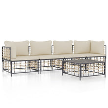 5-Delige Loungeset Met Kussens Poly Rattan Antracietkleurig