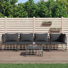 5-Delige Loungeset Met Kussens Poly Rattan Antracietkleurig Donkergrijs 2x hoek + 2x midden + Tafel