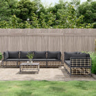 8-Delige Loungeset Met Kussens Poly Rattan Antracietkleurig Donkergrijs 4x hoek + 3x midden + Tafel