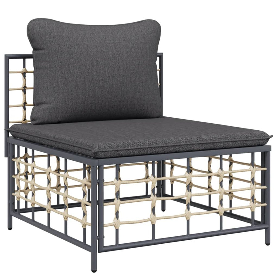 -Delige Loungeset Met Kussens Poly Rattan Antracietkleurig Donkergrijs