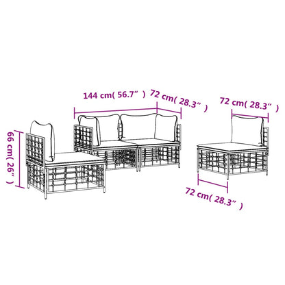 4-Delige Loungeset Met Kussens Poly Rattan Antracietkleurig 1