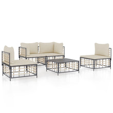 5-Delige Loungeset Met Kussens Poly Rattan Antracietkleurig