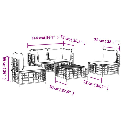 5-Delige Loungeset Met Kussens Poly Rattan Antracietkleurig 1