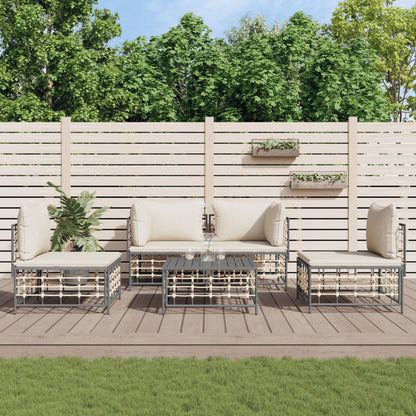5-Delige Loungeset Met Kussens Poly Rattan Antracietkleurig 1