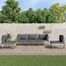 5-Delige Loungeset Met Kussens Poly Rattan Antracietkleurig Donkergrijs 2x hoek + 3x midden