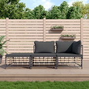 Loungeset poly rattan 3-delig antraciet