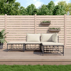 4-Delige Loungeset Met Kussens Poly Rattan Antracietkleurig Beige hoek + midden + 2x voetensteun