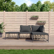 Loungeset 4-delig poly rattan antraciet