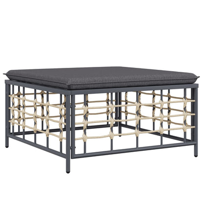 5-Delige Loungeset Met Kussens Poly Rattan Antracietkleurig Donkergrijs hoek + midden + 2x voetensteun + Tafel
