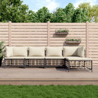 5-Delige Loungeset Met Kussens Poly Rattan Antracietkleurig Beige 2x hoek + 2x midden + voetensteun