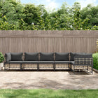 6-Delige Loungeset Met Kussens Poly Rattan Antracietkleurig Donkergrijs 3x hoek + 3x midden