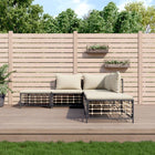 5-Delige Loungeset Met Kussens Poly Rattan Antracietkleurig Beige hoek + 2x midden + 2x voetensteun