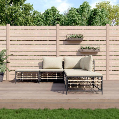 5-Delige Loungeset Met Kussens Poly Rattan Antracietkleurig 1