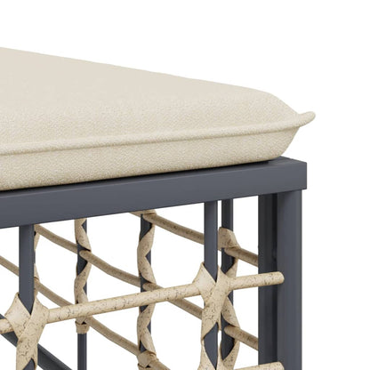 8-Delige Loungeset Met Kussens Poly Rattan Antracietkleurig Beige 3x hoek + 4x midden + Tafel