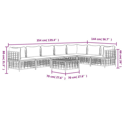 8-Delige Loungeset Met Kussens Poly Rattan Antracietkleurig Beige 3x hoek + 4x midden + Tafel