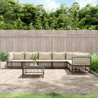 8-Delige Loungeset Met Kussens Poly Rattan Antracietkleurig Beige 3x hoek + 4x midden + Tafel