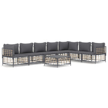 8-Delige Loungeset Met Kussens Poly Rattan Antracietkleurig Donkergrijs 3x hoek + 4x midden + Tafel
