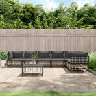 8-Delige Loungeset Met Kussens Poly Rattan Antracietkleurig Donkergrijs 3x hoek + 4x midden + Tafel