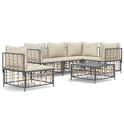 6-Delige Loungeset Met Kussens Poly Rattan Antracietkleurig 1