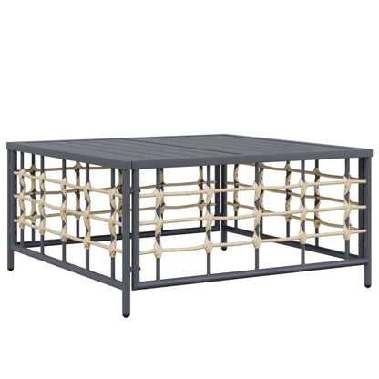 7-Delige Loungeset Met Kussens Poly Rattan Antracietkleurig Beige 3x hoek + 3x midden + Tafel