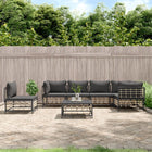 7-Delige Loungeset Met Kussens Poly Rattan Antracietkleurig Donkergrijs 3x hoek + 3x midden + Tafel