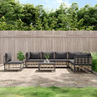 8-Delige Loungeset Met Kussens Poly Rattan Antracietkleurig Donkergrijs 3x hoek + 4x midden + Tafel