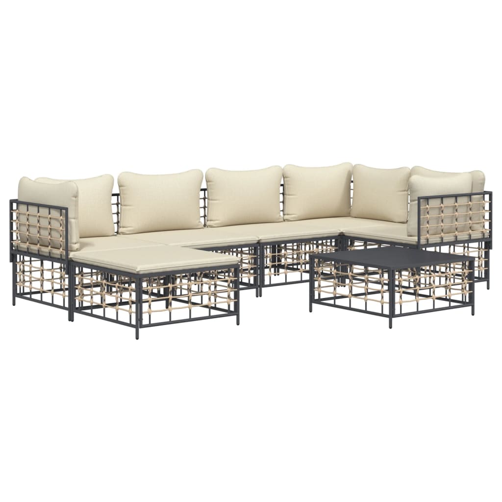 7-Delige Loungeset Met Kussens Poly Rattan Antracietkleurig 1