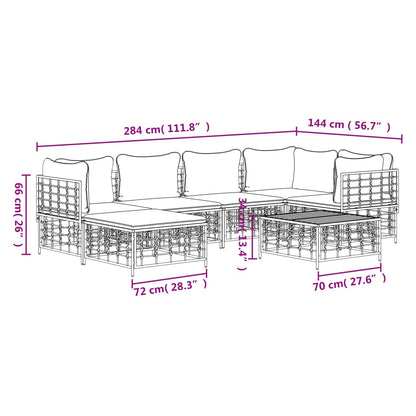 7-Delige Loungeset Met Kussens Poly Rattan Antracietkleurig 1