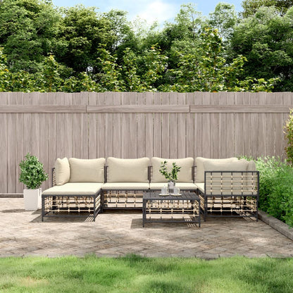 7-Delige Loungeset Met Kussens Poly Rattan Antracietkleurig 1