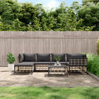 7-Delige Loungeset Met Kussens Poly Rattan Antracietkleurig Donkergrijs 3x hoek + 2x midden + voetensteun + Tafel