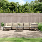 8-Delige Loungeset Met Kussens Poly Rattan Antracietkleurig Beige 3x hoek + 3x midden + voetensteun + Tafel