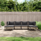 6-Delige Loungeset Met Kussens Poly Rattan Antracietkleurig Donkergrijs 2x hoek + 2x midden + 2x voetensteun