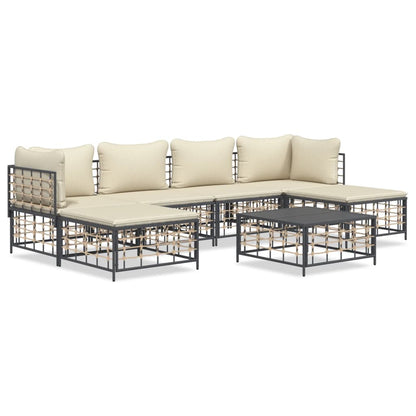 7-Delige Loungeset Met Kussens Poly Rattan Antracietkleurig 1