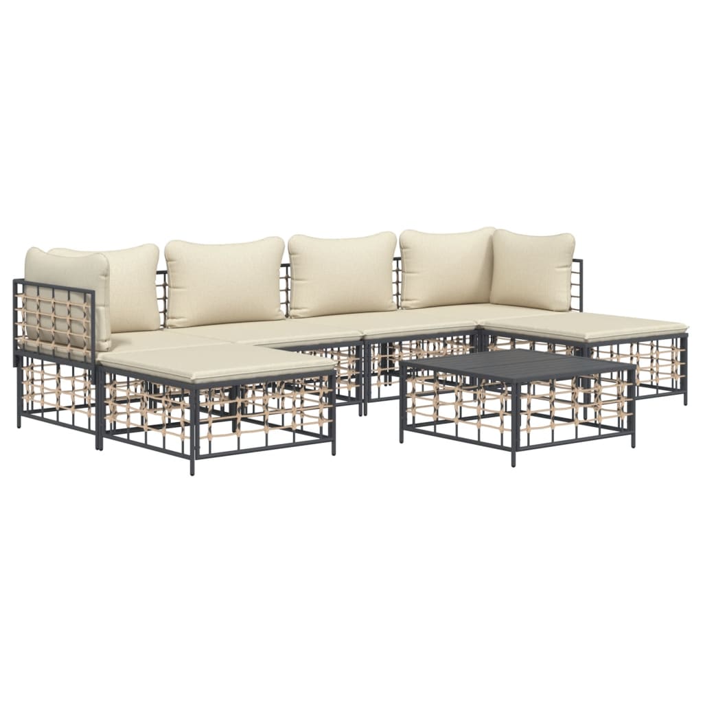7-Delige Loungeset Met Kussens Poly Rattan Antracietkleurig 1
