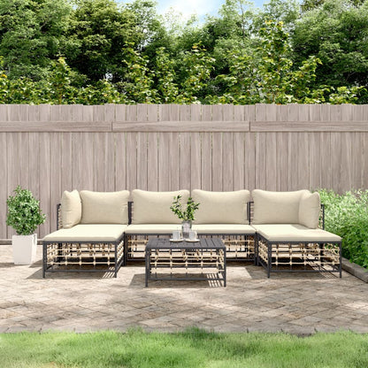 7-Delige Loungeset Met Kussens Poly Rattan Antracietkleurig 1