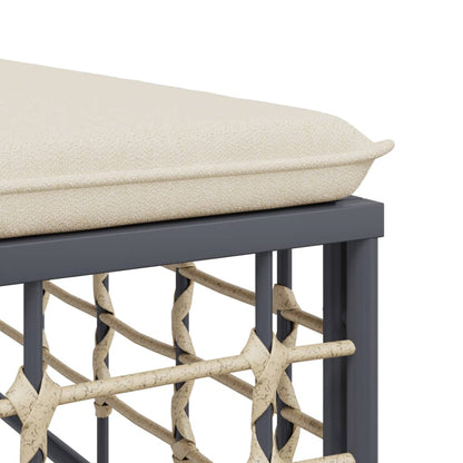 8-Delige Loungeset Met Kussens Poly Rattan Antracietkleurig Beige 2x hoek + 3x midden + 2x voetensteun + Tafel