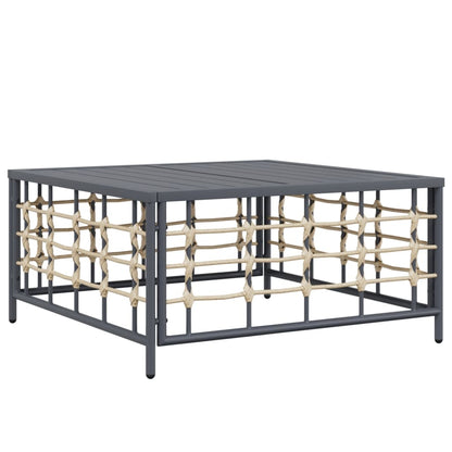 7-Delige Loungeset Met Kussens Poly Rattan Antracietkleurig Beige 2x hoek + 4x midden + Tafel